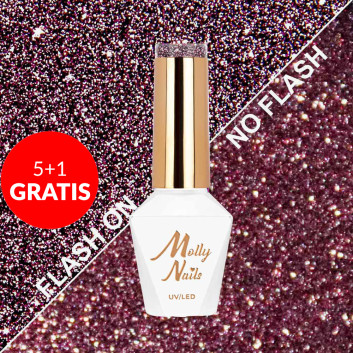 5+1gratis Lakier hybrydowy Molly Nails Flashing Lights Demode HEMA/Di-HEMA Free 8g Nr 560