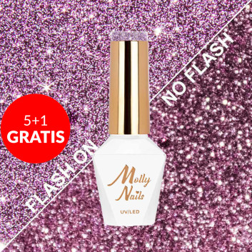 5+1gratis Lakier hybrydowy Molly Nails Flashing Lights Oh, so glow! HEMA/Di-HEMA Free 8g Nr 562