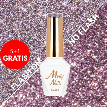 5+1gratis Lakier hybrydowy Molly Nails Flashing Lights Fabulous HEMA/Di-HEMA Free 8g Nr 563