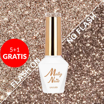 5+1gratis Lakier hybrydowy Molly Nails Flashing Lights Bitter Brown HEMA/Di-HEMA Free 8g Nr 564