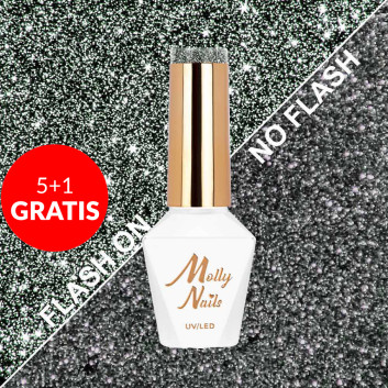 5+1gratis Lakier hybrydowy Molly Nails Flashing Lights Extreme HEMA/Di-HEMA Free 8g Nr 566