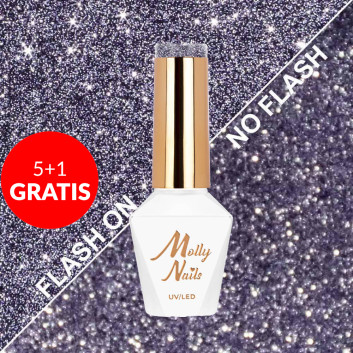 5+1gratis Lakier hybrydowy Molly Nails Flashing Lights Instant Crush HEMA/Di-HEMA Free 8g Nr 568