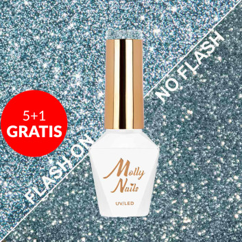 5+1gratis Lakier hybrydowy Molly Nails Flashing Lights Bling it Back HEMA/Di-HEMA Free 8g Nr 567