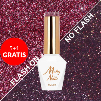 5+1gratis Lakier hybrydowy Molly Nails Flashing Lights 3 First Love HEMA/Di-HEMA Free 8g Nr 613