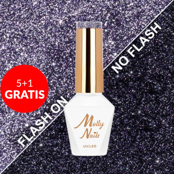 5+1gratis Lakier hybrydowy Molly Nails Flashing Lights 3 Into the Darkness HEMA/Di-HEMA Free 8g Nr 614