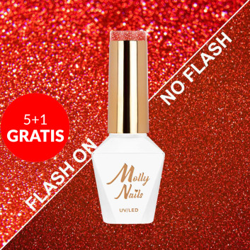 5+1gratis Lakier hybrydowy Molly Nails Flashing Lights Neon Queen of Love HEMA/Di-HEMA Free 8g Nr 645