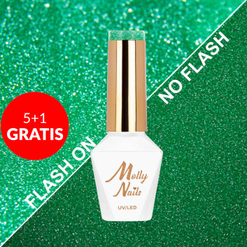 5+1gratis Lakier hybrydowy Molly Nails Flashing Lights Neon Botanic Fever HEMA/Di-HEMA Free 8g Nr 646