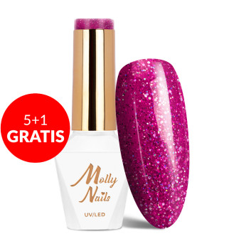 5+1gratis Lakier hybrydowy Molly Nails Spotlight Pink Fiction HEMA/Di-HEMA Free 8g Nr 634