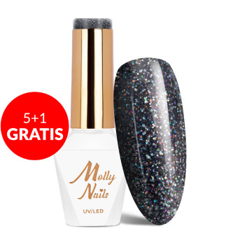 5+1gratis Lakier hybrydowy Molly Nails Spotlight Nightingale HEMA/Di-HEMA Free 8g Nr 637