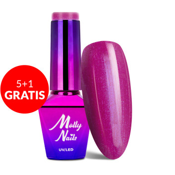 5+1gratis Lakier hybrydowy Molly Nails Bling it on! Purple Chic 8g Nr 504