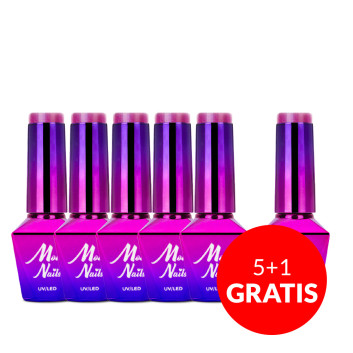 5+1gratis Lakier hybrydowy Molly Nails Bling it on! Purple Chic 8g Nr 504