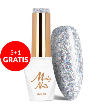 5+1gratis Lakier hybrydowy Molly Nails Crushed Diamonds Exclusive Moi HEMA/Di-HEMA Free 8g Nr 531