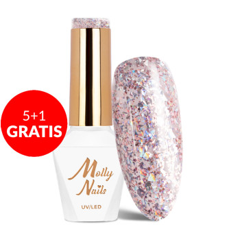 5+1gratis Lakier hybrydowy Molly Nails Crushed Diamonds Pardon My Glam! HEMA/Di-HEMA Free 8g Nr 532