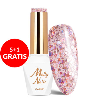 5+1gratis Lakier hybrydowy Molly Nails Crushed Diamonds LA Star HEMA/Di-HEMA Free 8g Nr 534