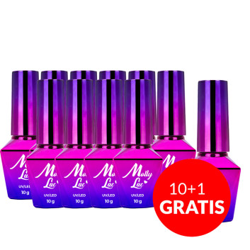 10+1gratis Top no wipe z drobinkami Hollywood Star MollyLac 10g