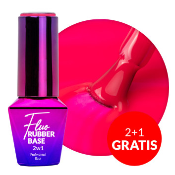 2+1gratis Baza kauczukowa z kolorem 2w1 neonowa do manicure i pedicure Fluo Rubber Base 2in1 MollyLac Exotica 10g Nr 6