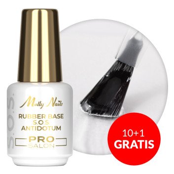 10+1gratis Baza kauczukowa elastyczne paznokcie manicure pedicure do ozdób S.O.S. Antidotum Pro Salon Molly Nails 15g