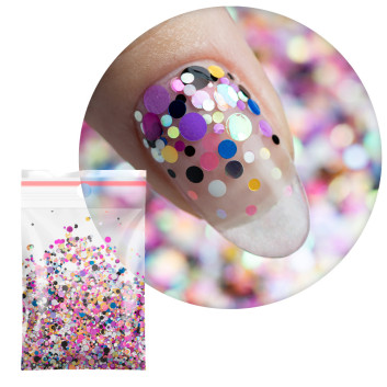 Kolorowa ozdoba do paznokci Pop-Up! Piegi Confetti Dropsy Kropki Kółeczka Princess Nails Nr 5 20g