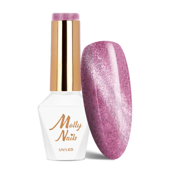 Magnetyczny lakier hybrydowy z efektem kociego oka Cat Eye Womanity Amethyst Molly Nails HEMA/Di-HEMA Free 8g Nr 443