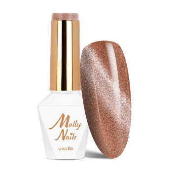 Magnetyczny lakier hybrydowy z efektem kociego oka Cat Eye Womanity Wood Molly Nails HEMA/Di-HEMA Free 8g Nr 445