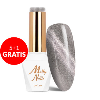 5+1gratis Magnetyczny lakier hybrydowy Cat Eye Womanity Rainy Day Molly Nails HEMA/Di-HEMA Free 8g Nr 447