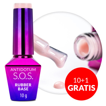 10+1gratis Baza kauczukowa elastyczne paznokcie do mocowania ozdób S.O.S. Antidotum Molly Nails Babydoll 10g