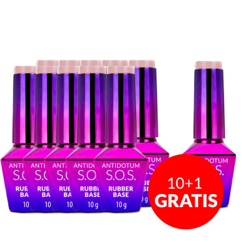 10+1gratis Baza kauczukowa elastyczne paznokcie do mocowania ozdób S.O.S. Antidotum Molly Nails Creme de Nude 10g