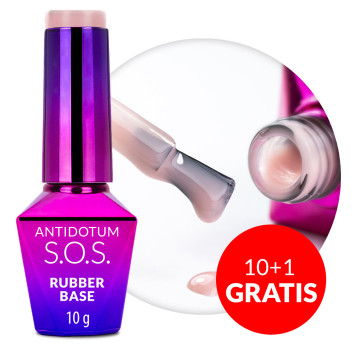 10+1gratis Baza kauczukowa elastyczne paznokcie do mocowania ozdób S.O.S. Antidotum Molly Nails Creme de Nude 10g