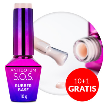 10+1gratis Baza kauczukowa elastyczne paznokcie do mocowania ozdób S.O.S. Antidotum Molly Nails Fluffy Marshmallow 10g