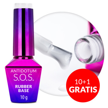 10+1gratis Baza kauczukowa elastyczne paznokcie do mocowania ozdób S.O.S. Antidotum Molly Nails Milky Way 10g