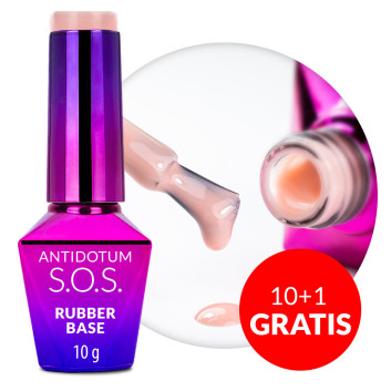 10+1gratis Baza kauczukowa elastyczne paznokcie do mocowania ozdób S.O.S. Antidotum Molly Nails Rosy Mist 10g