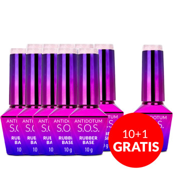 10+1gratis Baza kauczukowa elastyczne paznokcie do mocowania ozdób S.O.S. Antidotum Molly Nails Sparkling Mousse 10g