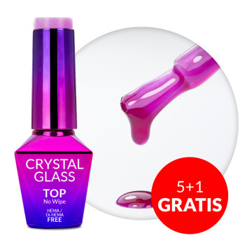 5+1gratis Kolorowy top bez przemywania top no wipe Crystal Glass Molly Nails Purple HEMA/Di-HEMA Free 10g