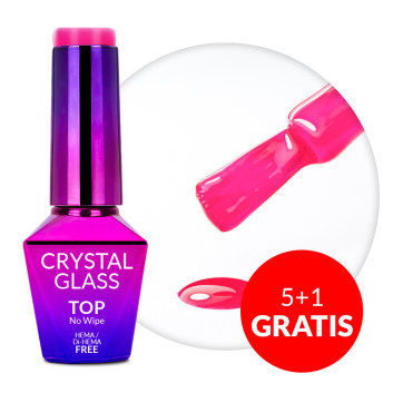5+1gratis Kolorowy top bez przemywania top no wipe Crystal Glass Molly Nails Pink HEMA/Di-HEMA Free 10g