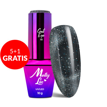 5+1gratis Magnetyczny lakier hybrydowy z efektem kociego oka Cat Eye Foxy Eyes Maximalist MollyLac 10g Nr 557