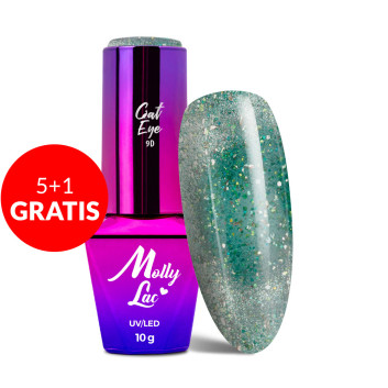5+1gratis Lakier hybrydowy MollyLac Cat Eye Foxy Eyes Eye Of The Ocean 10g Nr 556