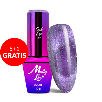 5+1gratis Lakier hybrydowy MollyLac Cat Eye Foxy Eyes Purple Light 10g Nr 552