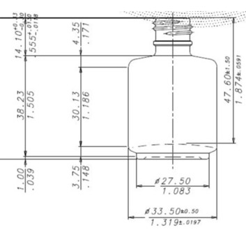Butelka szklana T 16ml czarna