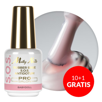 10+1gratis Baza kauczukowa elastyczne paznokcie do ozdób S.O.S. Antidotum Pro Salon Molly Nails Babydoll 15g