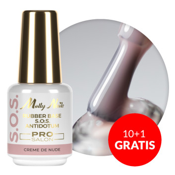 10+1gratis Baza kauczukowa elastyczne paznokci do ozdób S.O.S. Antidotum Pro Salon Molly Nails Creme de Nude 15g