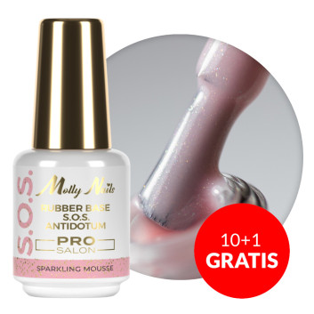 10+1gratis Baza kauczukowa elastyczne paznokcie do ozdób S.O.S. Antidotum Pro Salon Molly Nails Sparkling Mousse 15g