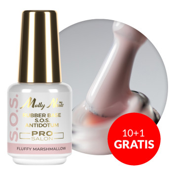 10+1gratis Baza kauczukowa elastyczne paznokcie do ozdób S.O.S. Antidotum Pro Salon Molly Nails Fluffy Marshmallow 15g