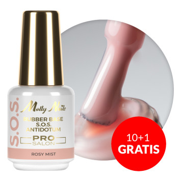 10+1gratis Baza kauczukowa elastyczne paznokcie do ozdób S.O.S. Antidotum Pro Salon Molly Nails Rosy Mist 15g