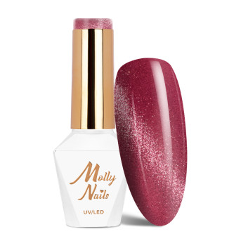 Magnetyczny lakier hybrydowy z efektem kociego oka Cat Eye Crystal Water Molly Nails HEMA/Di-HEMA Free 8g Nr 166