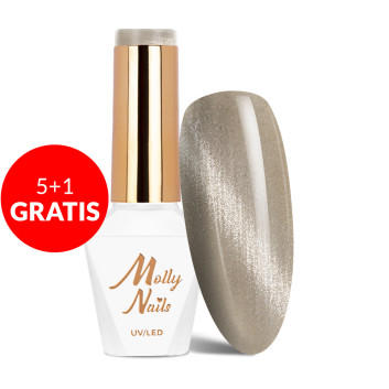 5+1gratis Magnetyczny lakier hybrydowy z efektem kociego oka Cat Eye Crystal Water Molly Nails HEMA/Di-HEMA Free 8g Nr 160