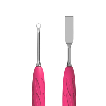 Kopytko do manicure Gummy z silikonową rękojeścią Staleks Uniq 11 TYPE 1 popychacz płaski prosty i pierścień