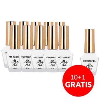 10+1gratis Lakier do stempli i stampingu Molly Nails PRO Stamping biały white 10ml