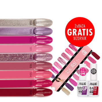 Zestaw It Girl! AlleLac: 9 kolorów + Baza kauczukowa, Baza Build Up i wzornik do pomalowania GRATIS!