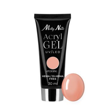 Akrylożel Polygel żel budujący do przedłużania AcrylGel Molly Nails HEMA/Di-HEMA Free Pudding 30 ml