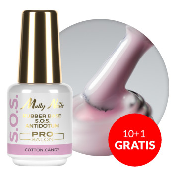 10+1gratis Baza kauczukowa elastyczne paznokcie do ozdób S.O.S. Antidotum Pro Salon Molly Nails Cotton Candy 15g